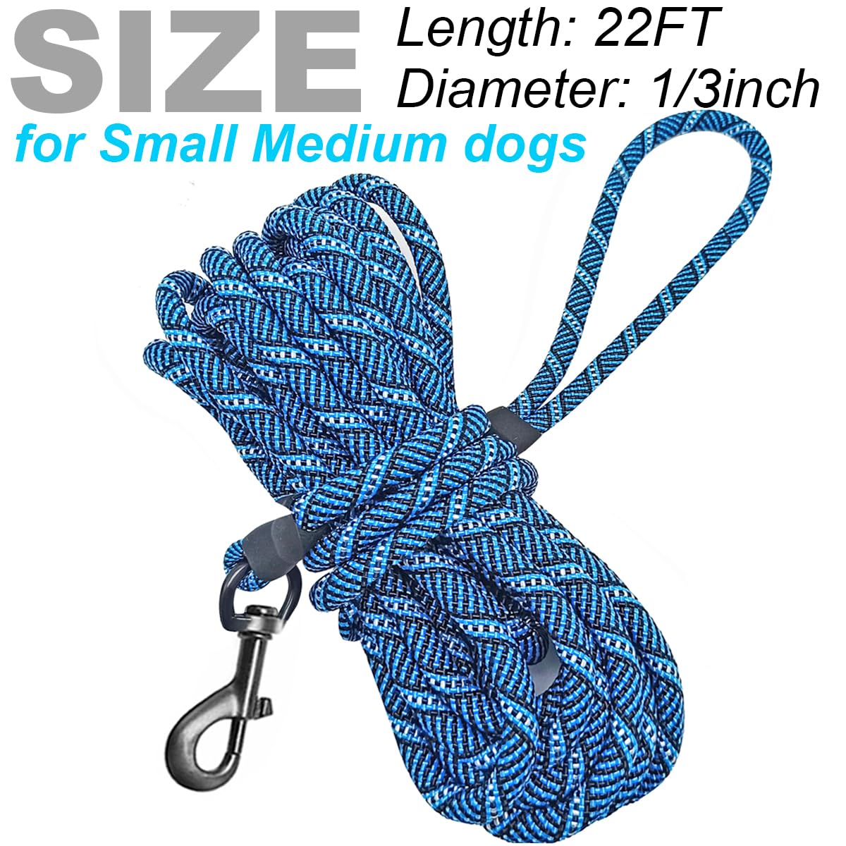 Mycicy Long Rope Leash For Dog Training, 22Ft Dog Leashes Check Cord Recall Agility Lead For Large Medium Small Dogs, For Outdoo